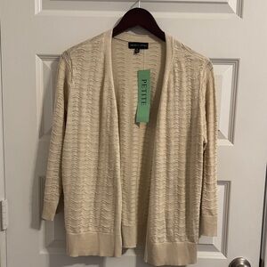 Novelty Stitch Cream Textured Open Cardigan